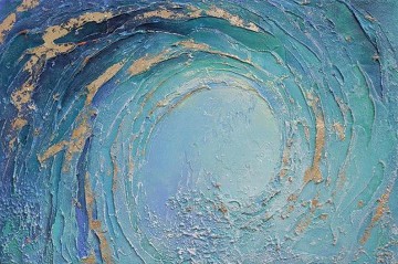 Blaue riesige Welle Boho spirituell von Spachtel Wanddekor Detail Ölgemälde